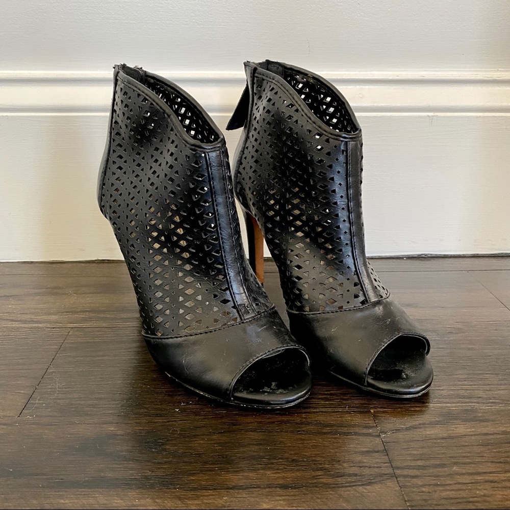 Attention Black Caged Heels, Size 6